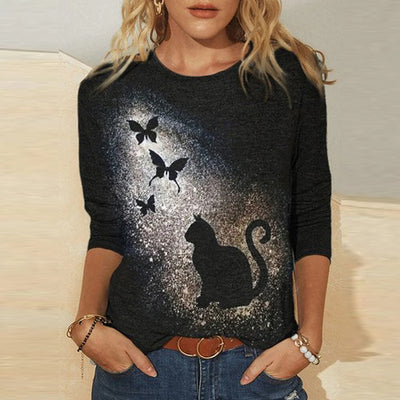 Playera Manga Larga Estampada Cuello Redondo para Mujer - Image 6