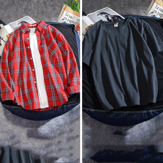 Camisa Cuadriculada Hombre Manga Larga Primavera Otoño - Image 22