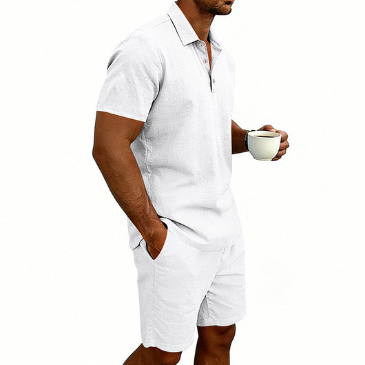 Conjunto de Shorts y Camiseta de Lino para Hombre - Ajuste Relajado - Image 22
