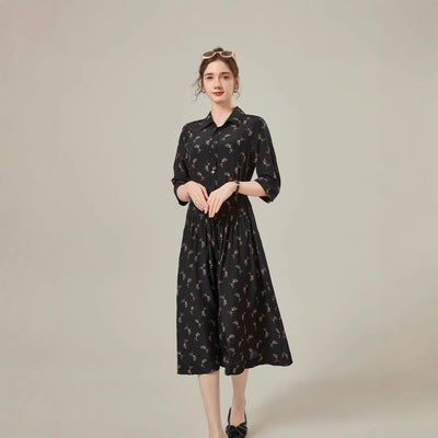 Vestido Camisero de Seda Floral Largo - Image 3