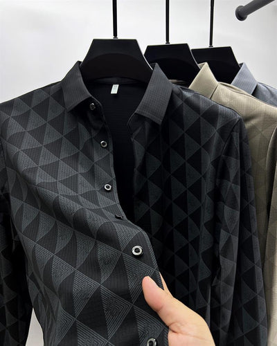 Camisa Manga Larga Ice Silk Slim Fit para Hombre - Image 12