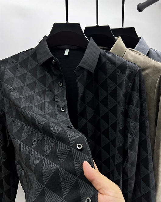 Camisa Manga Larga Ice Silk Slim Fit para Hombre - Image 12