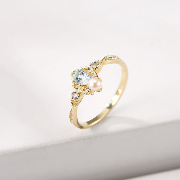 Anillo de Topacio Azul Natural