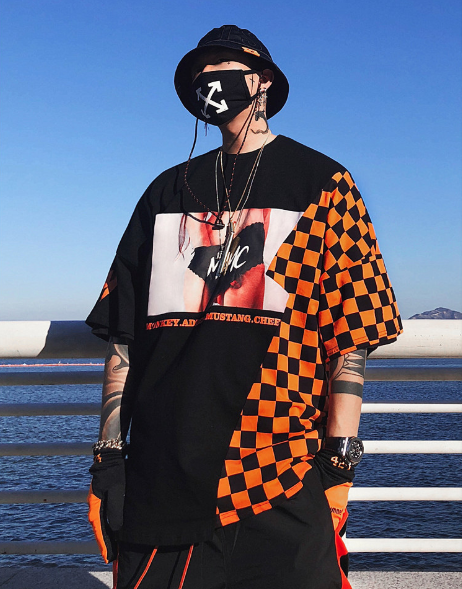 Camiseta Hip-hop Cuadros Estampada Unisex - Estilo Urbano Oversize