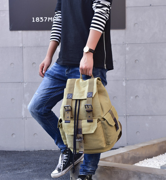 Mochila Retro Canvas Influx - Viajes y Uso Diario Unisex Gran Capacidad - Image 4