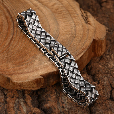 Pulsera de Plata 925 con Diseño Tejido de Líneas Cruzadas - Image 3
