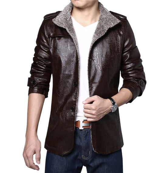Chaqueta de Cuero Slim Grueso Estilo Coreano - Image 10