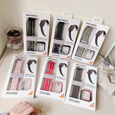 Set de Correas de Silicona para Apple Watch 7, SE y 8 con Funda Protectora - Image 21