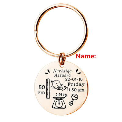 Llavero Redondo de Acero Inoxidable Personalizado para Nacimiento de Bebé - Image 8