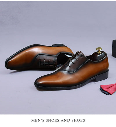 Zapatos Formales de Cuero para Hombre Estilo Británico con Diseño Bicolor - Image 19