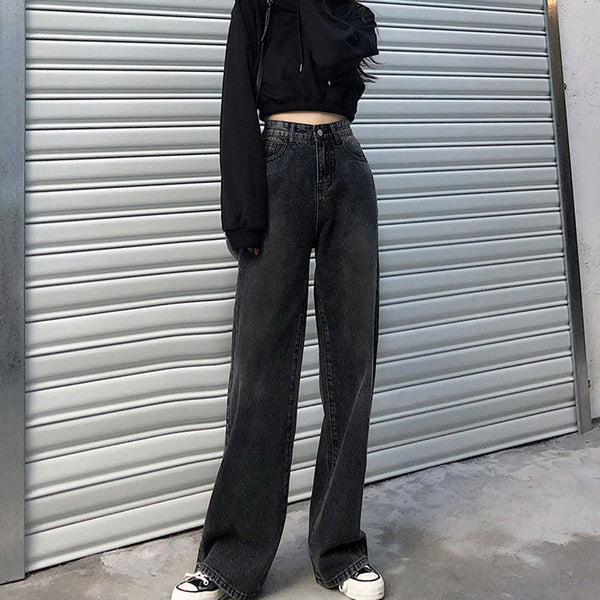 Pantalones Anchos De Cintura Alta Para Otoño E Invierno