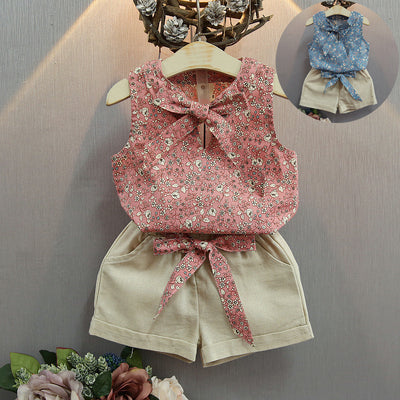 Conjunto de Chaleco sin Mangas con Moño y Shorts