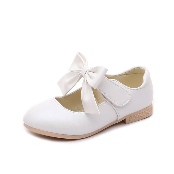 Sapato Escolar Infantil Feminino Couro Branco com Laço Princesa