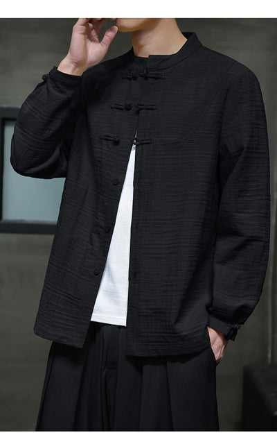 Camisa Retro Tang Chino - Algodón y Lino con Cierre Tradicional para Hombre - Image 35