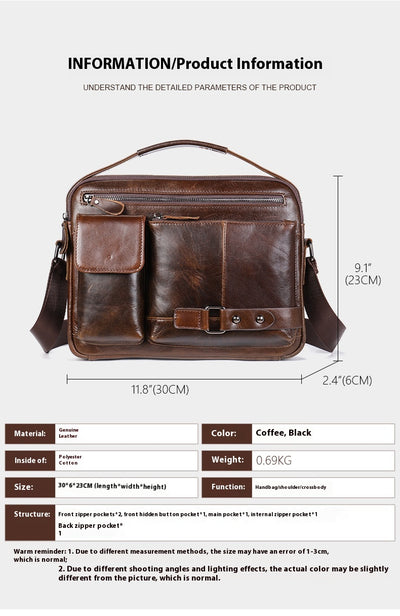 Bolsa Mensajera de Cuero Genuino con Acabado Encerado para Hombre - Image 20