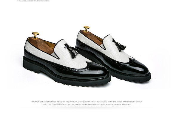 Zapatos Casuales Hombre Estilo Coreano con Borlas y Suela Gruesa