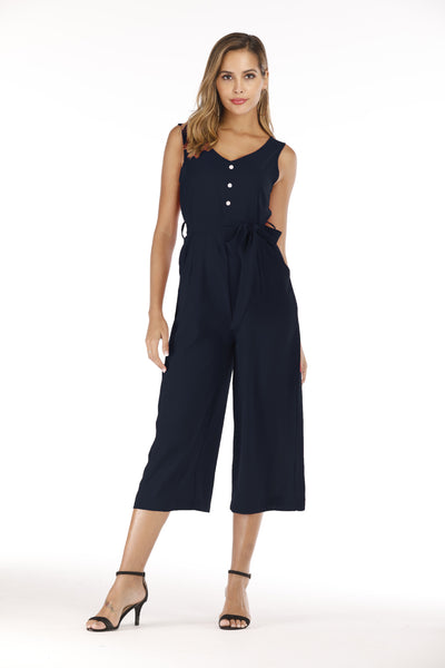 Jumpsuit con Escote en V, Halter y Cinturón - Image 8