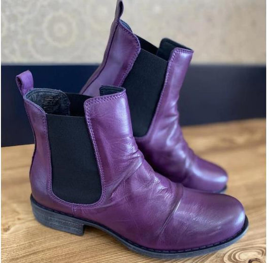 Botas Cortas Mujer Estilo Europeo Tacón Cuadrado - Talla Grande