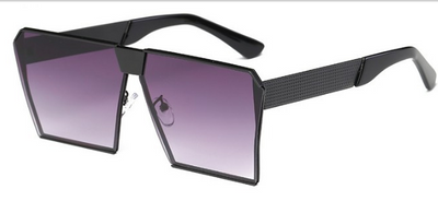 Silver-framed square polarized sunglasses with dark gray lenses and textured temples on a white background. - Image 12