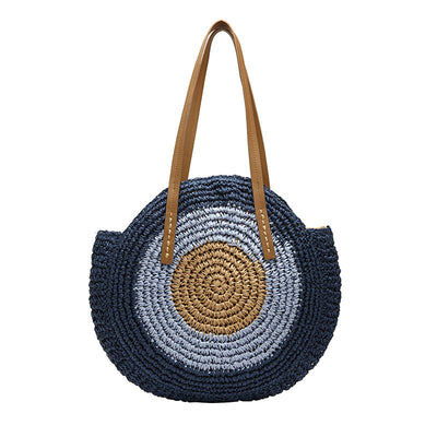 Bolsa de Playa Redonda Tejida a Mano - Bolso Cruzado de Ratán para Mujer - Image 73