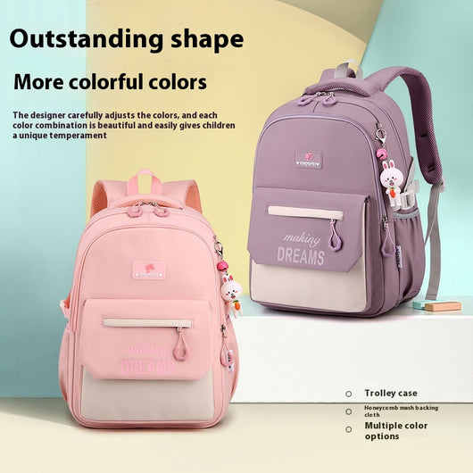 Mochila Escolar Ligera y de Gran Capacidad con Contraste de Colores