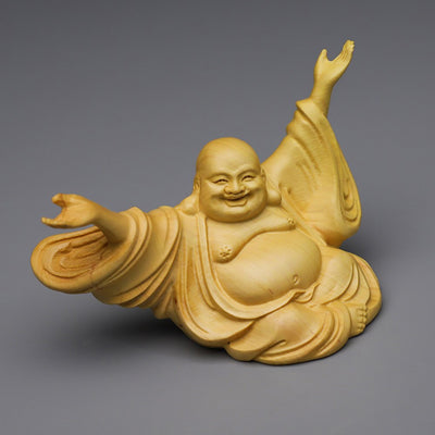 Figura Decorativa Maitreya con Manos Levantadas - Artesanía Boxwood - Image 8