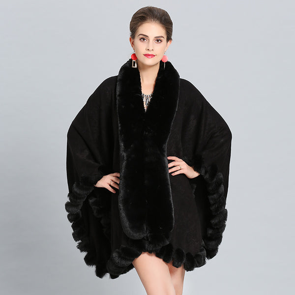 Chal Grueso de Invierno con Cuello Imitación Piel de Zorro