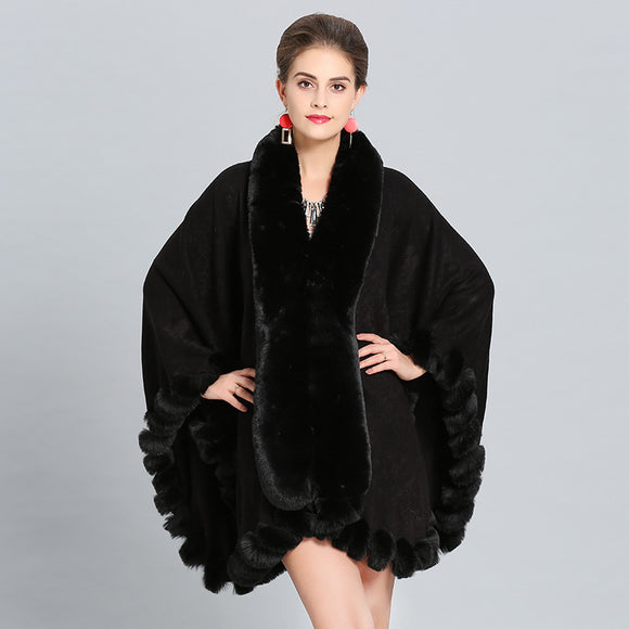 Chal Grueso de Invierno con Cuello Imitación Piel de Zorro