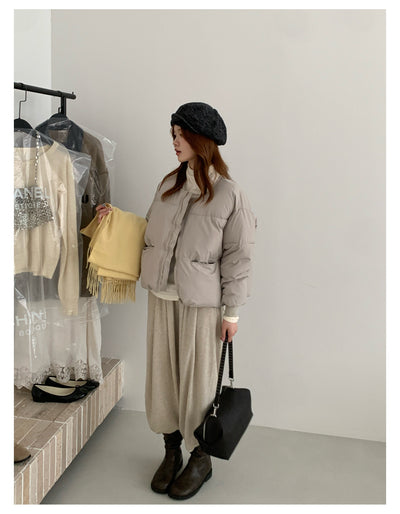 Chaqueta Acolchada Gris Corta para Mujer Talla Grande - Image 20