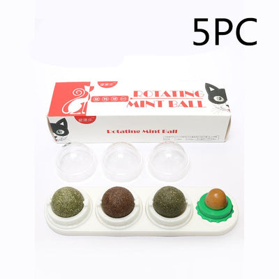 Cat toy with blue base, three rotating catnip/matatabi balls, and one licking candy, in a box labeled 'Rotating Mint Ball'. - Image 17