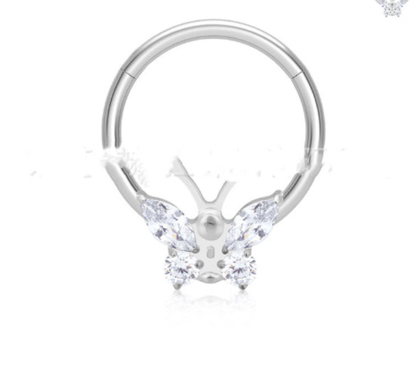 Aros Piercing Nariz Mariposa Circonitas Titanio Quirúrgico - Image 3