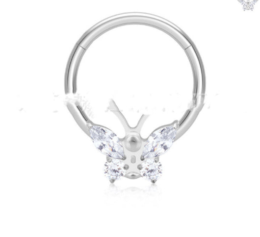 Aros Piercing Nariz Mariposa Circonitas Titanio Quirúrgico - Image 3