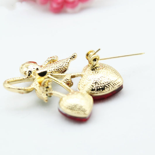 Broche Corazón de Durazno en Vidrio Rojo - Joya del Amor - Image 4