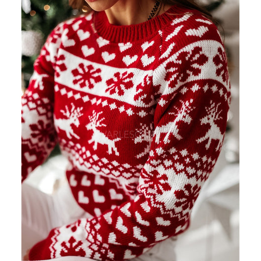 Suéter Navideño Tejido para Mujer con Estampado de Reno y Copo de Nieve - Image 6