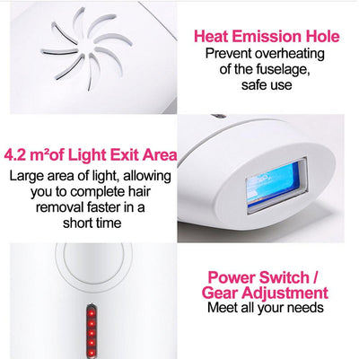 White home laser hair removal instrument with a sleek design, featuring a circular control button and red indicator lights. - Image 7