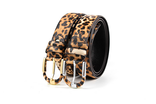 Cinturón de Cuero Estampado Leopardo para Mujer