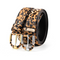 Cinturón de Cuero Estampado Leopardo para Mujer