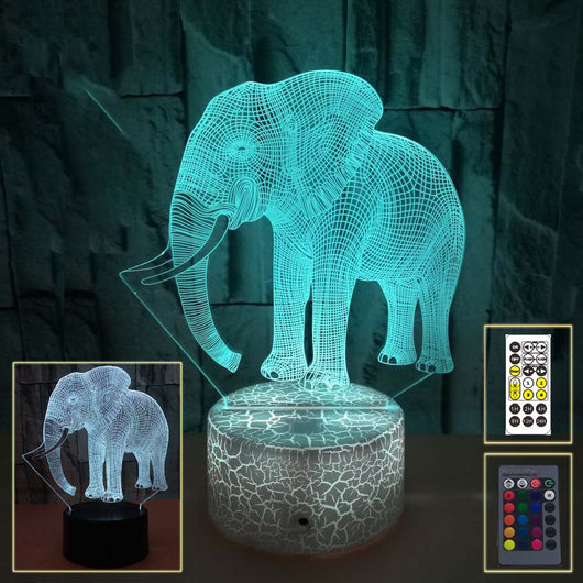Lámpara 3D Elefante LED Táctil con Luz de Ambiente Multicolor