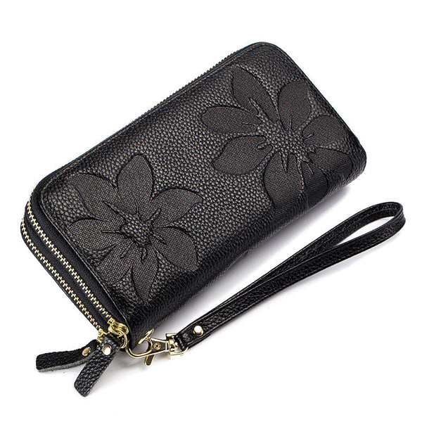 Billetera Grande de Cuero Genuino con Doble Cierre para Mujer - Image 12