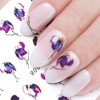Calcomanías de Uñas Mariposas y Flores - Transfers de Agua para Decoración de Manicura