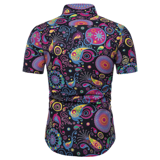 Camisa Casual de Manga Corta con Estampado Floral para Hombre - Image 3
