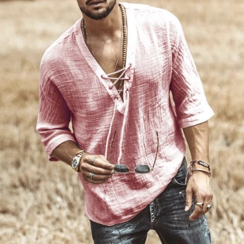 Playera Estampada con Encaje de Manga Media para Hombre - Image 8
