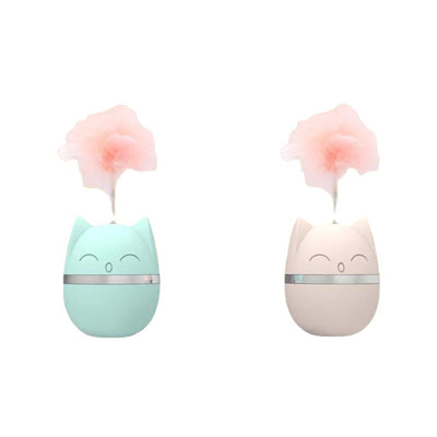 Pink cat-shaped tumbler toy with a feather attachment, featuring a cute face and silver band. - Image 11