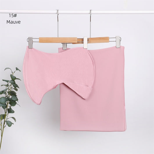 Pañuelo Modal Transpirable de Color Sólido con Gorro Integrado en Chiffon Perla - Image 17