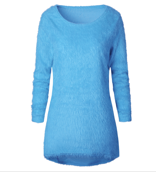 Suéter Largo Mujer de Manga Larga Peluche Suave - Estilo Europeo - Image 3
