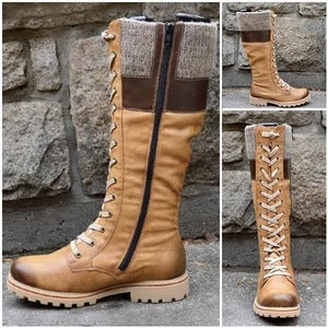 Botas de Cuero con Tacón Robusto y Costuras Reforzadas