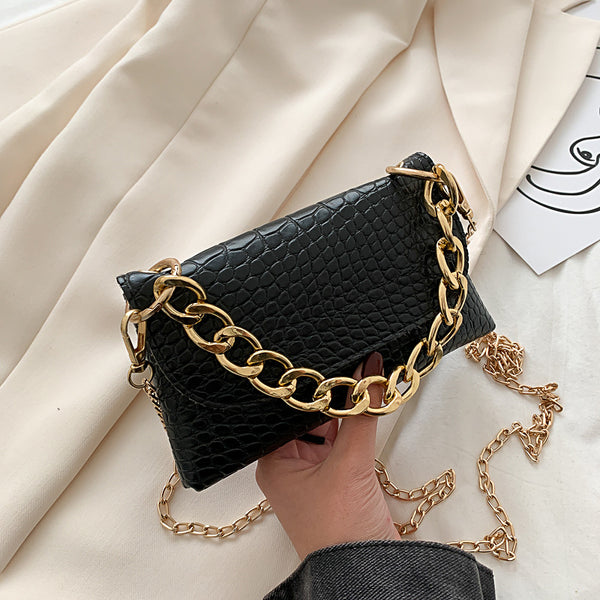 Bolso Mensajero Retro Estampado en Piedra con Cadena para Mujer - Image 4