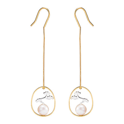 Aretes de Perla de Agua Dulce Plata 925 Estilo Retro - Image 8