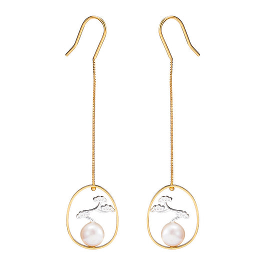 Aretes de Perla de Agua Dulce Plata 925 Estilo Retro - Image 8