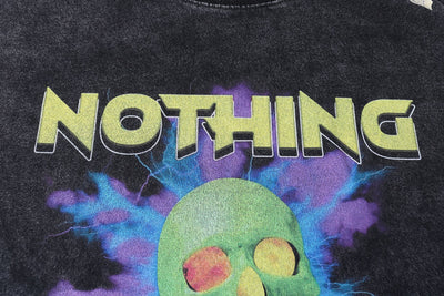 Playera Suelta Estampado Calavera Diablo Lavado Desgastado para Hombre - Image 9